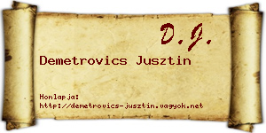 Demetrovics Jusztin névjegykártya